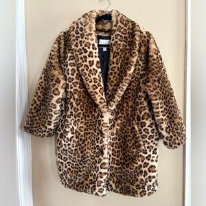Hinge Brown & Tan Leopard Print Teddy Jacket size 1